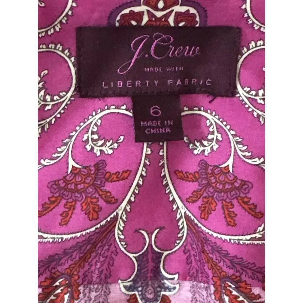 J.Crew Women's Purple Paisley Patterned Button-Up shirt size 6 - Picture 7 of 9